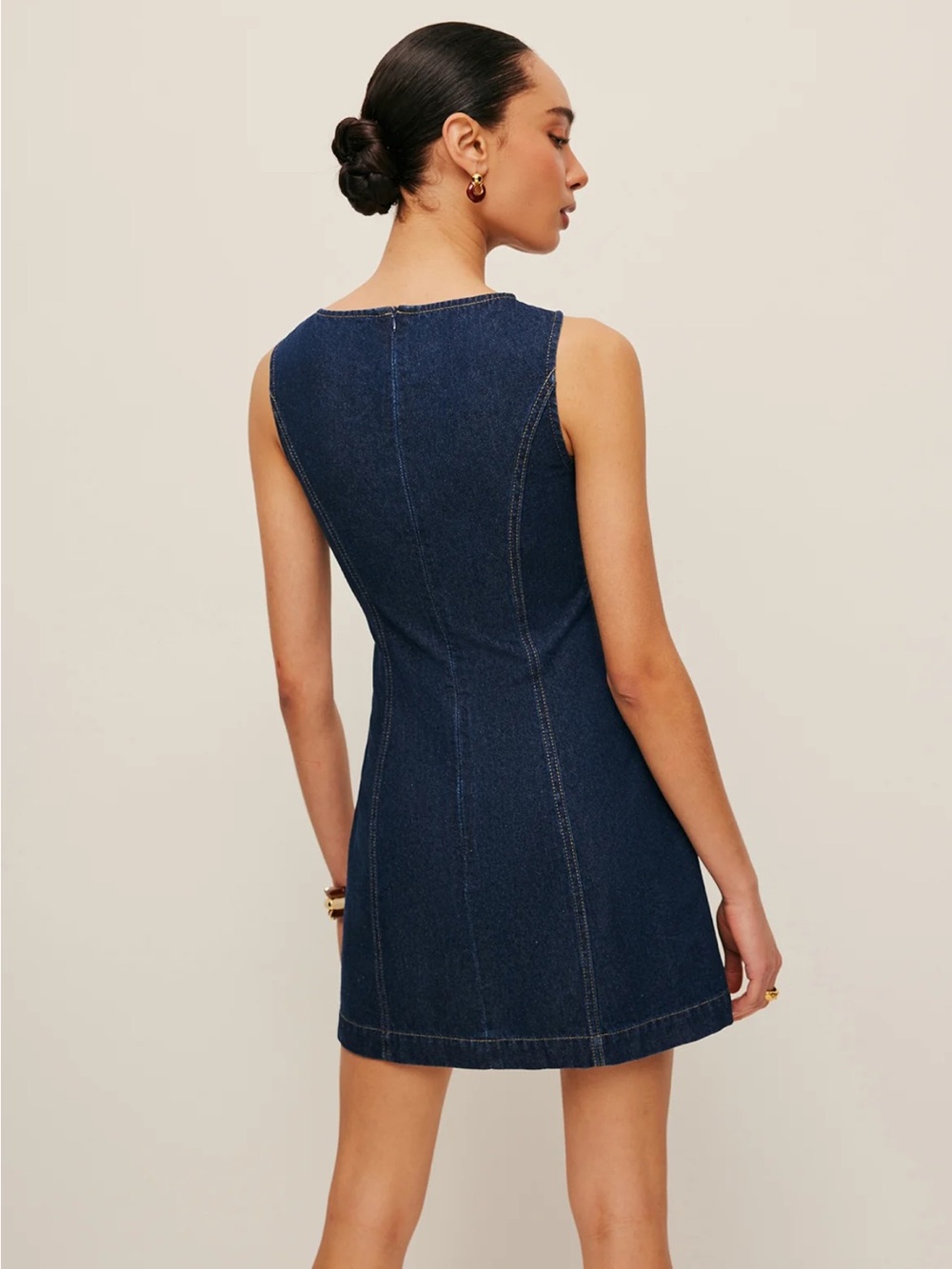 Commense Blue Sleeveless Denim Midi Dress S | Minimalist Denim Dress - Picture 5 of 7